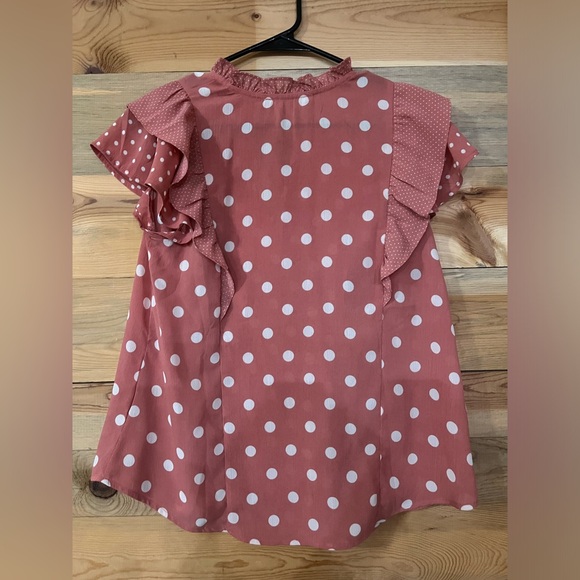 Sweet Wanderer pink polka dot shirt women’s size small - Picture 2 of 3